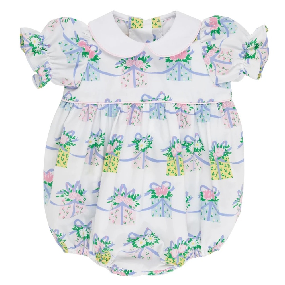 The Beaufort Bonnet Company White and Pink Baby Romper